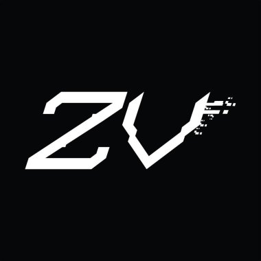 ZV logo monogramı soyut hız teknolojisi kara zemin tasarım şablonu