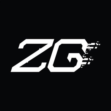 ZG logo monogramı soyut hız teknolojisi kara zemin tasarım şablonu