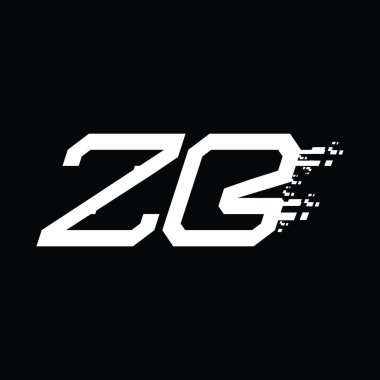 ZB Logo monogramı soyut hız teknolojisi kara zemin tasarım şablonu