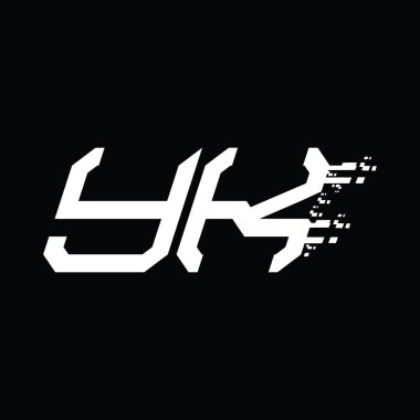 YK Logo monogramı soyut hız teknolojisi kara zemin tasarım şablonu