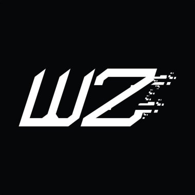 WZ Logo monogramı soyut hız teknolojisi kara zemin tasarım şablonu