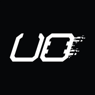UO Logo monogramı soyut hız teknolojisi kara zemin tasarım şablonu