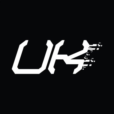 UK Logo monogramı soyut hız teknolojisi kara zemin tasarım şablonu
