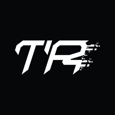 TR Logo monogramı soyut hız teknolojisi kara zemin tasarım şablonu