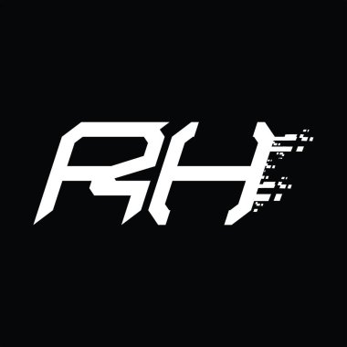 RH logo monogramı soyut hız teknolojisi kara zemin tasarım şablonu