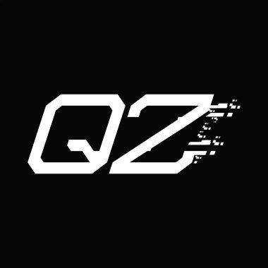 QZ Logo monogramı soyut hız teknolojisi kara zemin tasarım şablonu