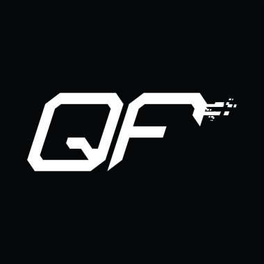 QF Logo monogramı soyut hız teknolojisi kara zemin tasarım şablonu