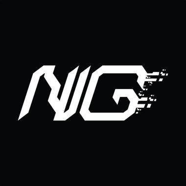 NG logo monogramı soyut hız teknolojisi kara zemin tasarım şablonu