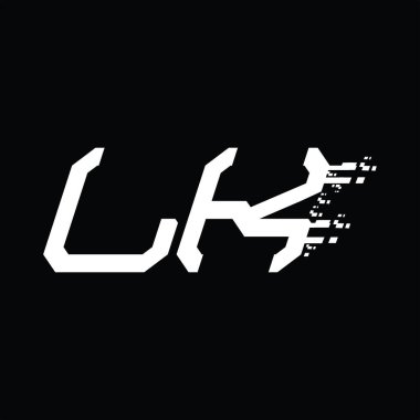 LK Logo monogramı soyut hız teknolojisi kara zemin tasarım şablonu