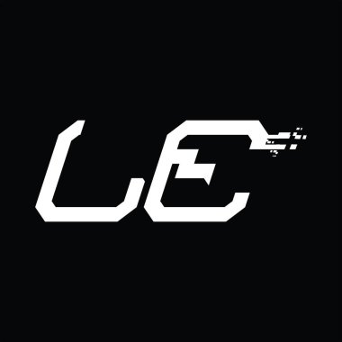 LE logo monogramı soyut hız teknolojisi kara zemin tasarım şablonu