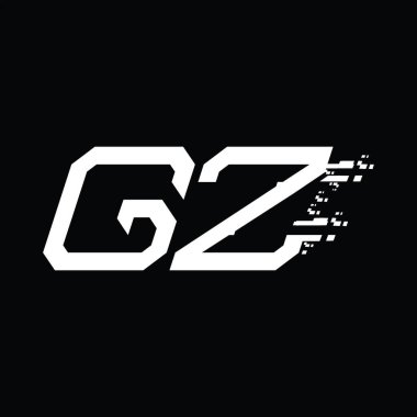 GZ logo monogramı soyut hız teknolojisi kara zemin tasarım şablonu