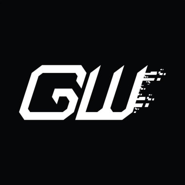 GW Logo monogramı soyut hız teknolojisi kara zemin tasarım şablonu
