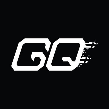 GQ Logo monogramı soyut hız teknolojisi kara zemin tasarım şablonu
