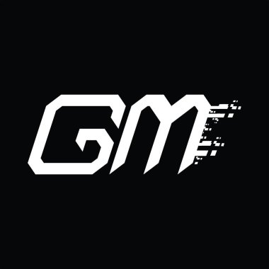 GM Logo monogramı soyut hız teknolojisi kara zemin tasarım şablonu