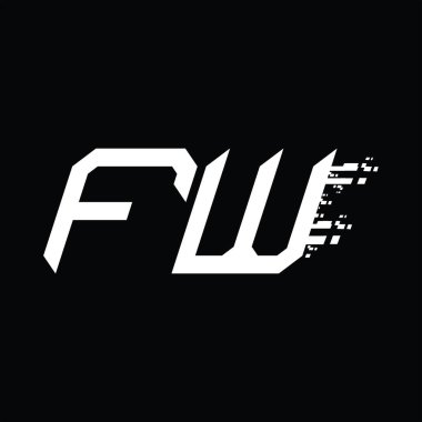 FW Logo monogramı soyut hız teknolojisi kara zemin tasarım şablonu
