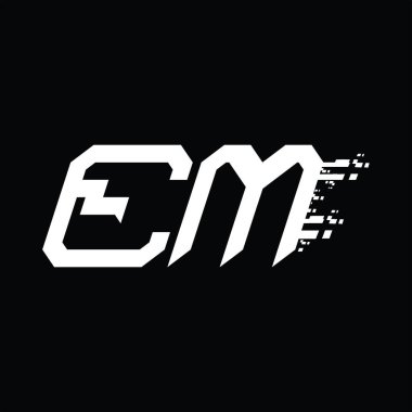 Logo monogram soyut hız teknolojisi kara zemin tasarım şablonu