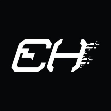 Logo monogram soyut hız teknolojisi kara zemin tasarım şablonu