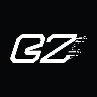 Logo monogram soyut hız teknolojisi kara zemin tasarım şablonu