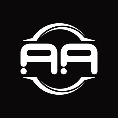 AA Logo monogram with circle rounded slice shape blackground design template