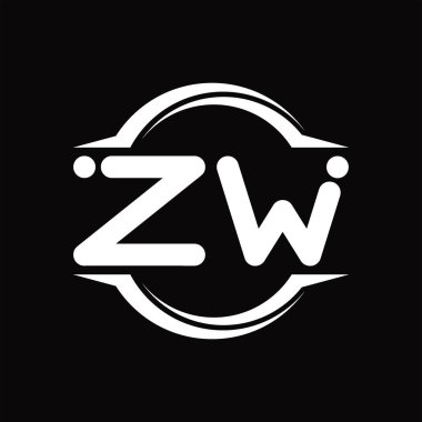 ZW Logo monogram with circle rounded slice shape blackground design template