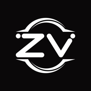 ZV Logo monogram with circle rounded slice shape blackground design template