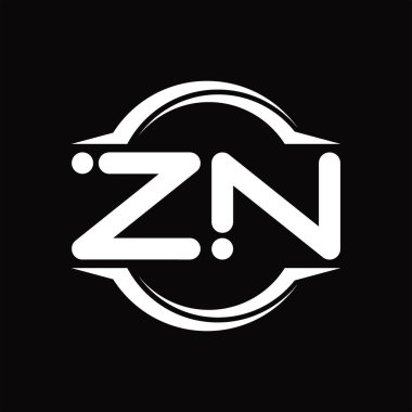 ZN Logo monogram with circle rounded slice shape blackground design template