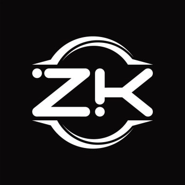 ZK Logo monogram with circle rounded slice shape blackground design template