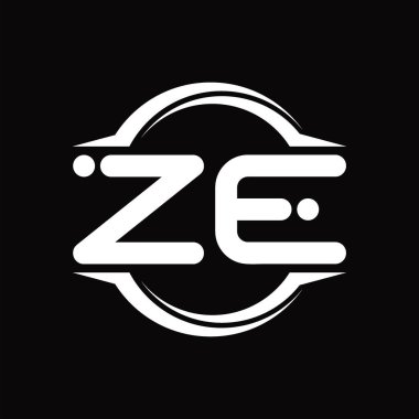 ZE Logo monogram with circle rounded slice shape blackground design template