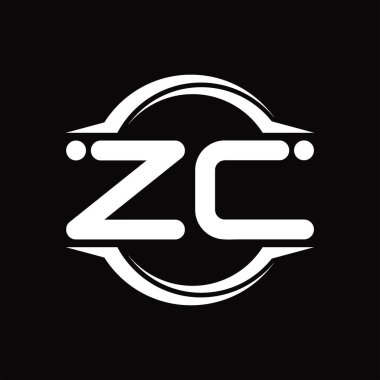 ZC Logo monogram with circle rounded slice shape blackground design template