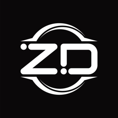 ZD Logo monogram with circle rounded slice shape blackground design template