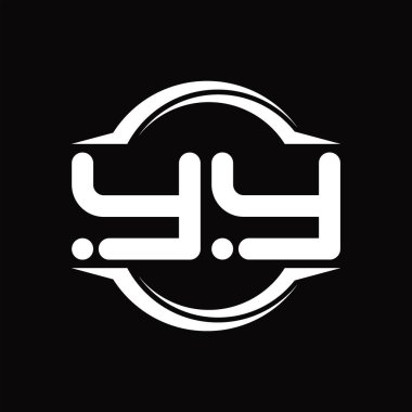YY Logo monogram with circle rounded slice shape blackground design template