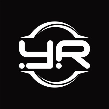 YR Logo monogram with circle rounded slice shape blackground design template