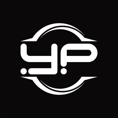 YP Logo monogram with circle rounded slice shape blackground design template
