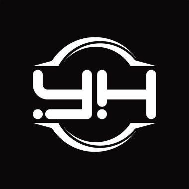YH Logo monogram with circle rounded slice shape blackground design template