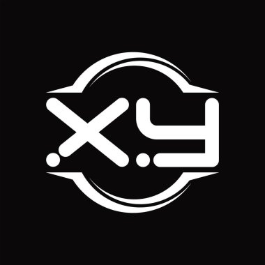 XY Logo monogram with circle rounded slice shape blackground design template