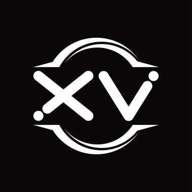XV Logo monogram with circle rounded slice shape blackground design template
