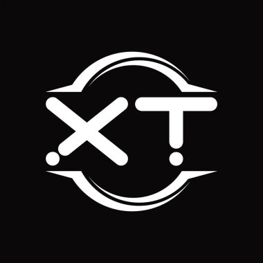 XT Logo monogram with circle rounded slice shape blackground design template