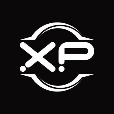 XP Logo monogram with circle rounded slice shape blackground design template