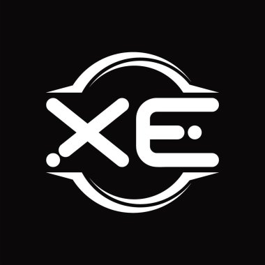 XE Logo monogram with circle rounded slice shape blackground design template