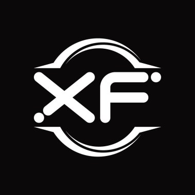 XF Logo monogram with circle rounded slice shape blackground design template