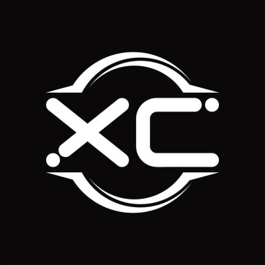 XC Logo monogram with circle rounded slice shape blackground design template