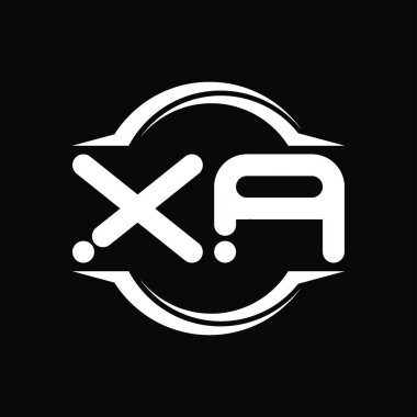 XA Logo monogram with circle rounded slice shape blackground design template