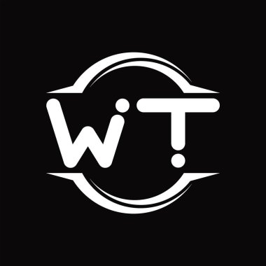 WT Logo monogram with circle rounded slice shape blackground design template