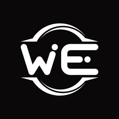 WE Logo monogram with circle rounded slice shape blackground design template
