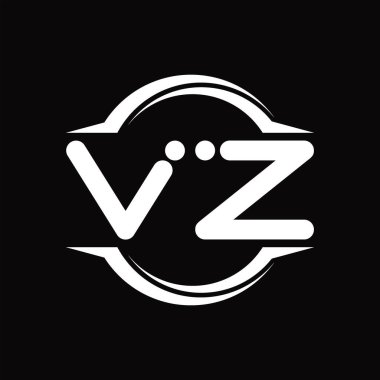 VZ Logo monogram with circle rounded slice shape blackground design template