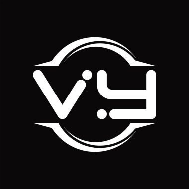 VY Logo monogram with circle rounded slice shape blackground design template