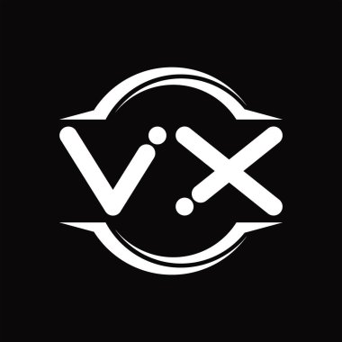 VX Logo monogram with circle rounded slice shape blackground design template