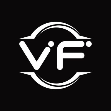 VF Logo monogram with circle rounded slice shape blackground design template
