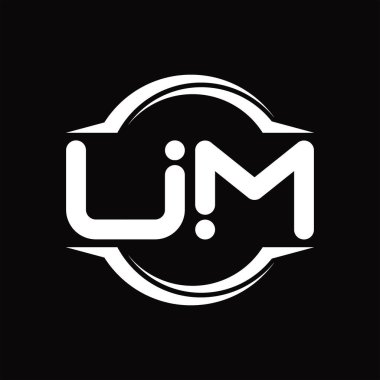 UM Logo monogram with circle rounded slice shape blackground design template