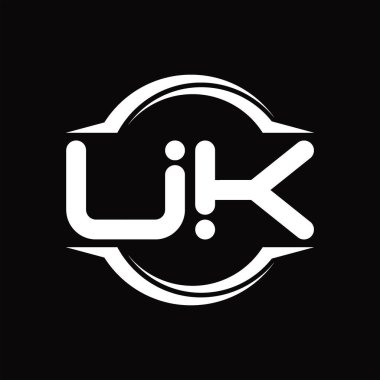 UK Logo monogram with circle rounded slice shape blackground design template